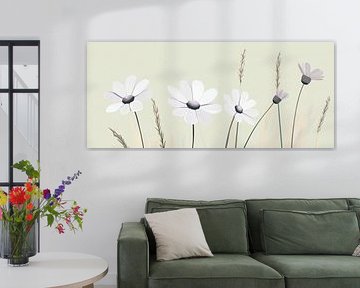 White-flowering wildflowers in soft tones by Poster Art Shop