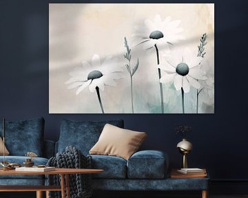 Wit madeliefje aquarel kunstwerk van Poster Art Shop