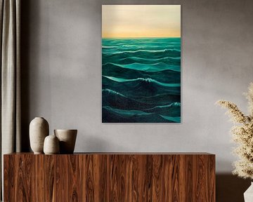 Waves of the sea at sunset by Poster Art Shop