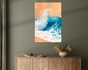 Wellenbrechender Ozean im Sonnenuntergang von Poster Art Shop