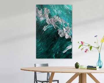 Wavy movement in turquoise and silver by Poster Art Shop