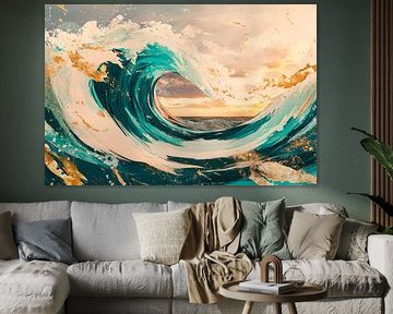 Wellenrauschen im Abendlicht – Abstrakt von Poster Art Shop
