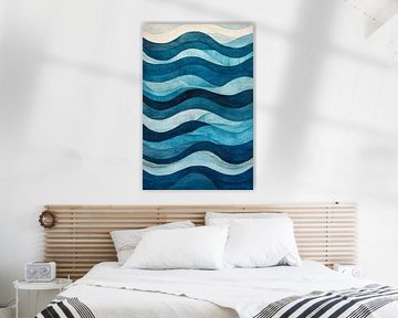 Golfpatroon in blauw - Abstracte kunst van Poster Art Shop