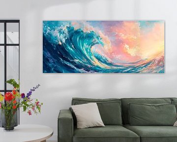 Kabbelende oceaangolven in een pasteldroom van Poster Art Shop