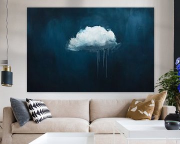 Cloudy inspiration in dark blue - minimalist by Poster Art Shop