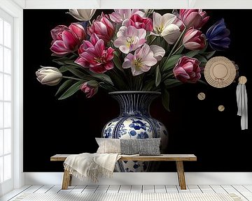 Blumenstrauß aus Tulpen in zarten Farben von Rene Ladenius Digital Art