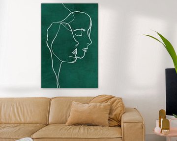 Two faces in line style - Modern Minimalism by Poster Art Shop