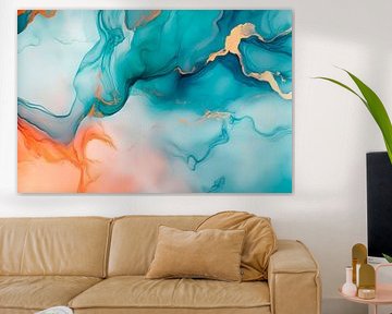 Abstract watercolours in blue-orange by Poster Art Shop