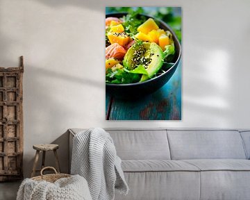 Kleurrijke saladevariatie met avocado en mango van Poster Art Shop