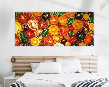 Colourful tomato selection with fresh herbs by Poster Art Shop