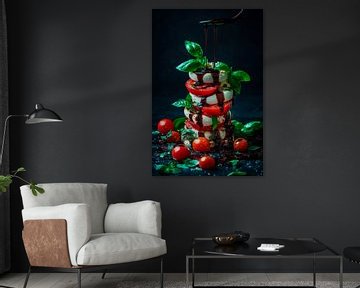 Kleurrijke caprese toren met balsamico glazuur van Poster Art Shop