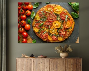 Colourful tomato tart with fresh basil by Poster Art Shop