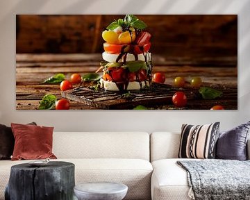 Kleurrijke tomatentoren met verse kruiden van Poster Art Shop