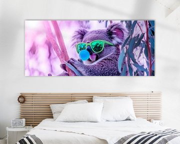 Koala cool avec lunettes de soleil et ballon sur Poster Art Shop