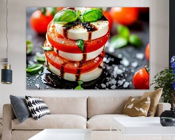 Caprese toren met basilicum en tomaat van Poster Art Shop