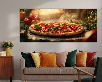 Steamed pizza with fresh ingredients by Poster Art Shop