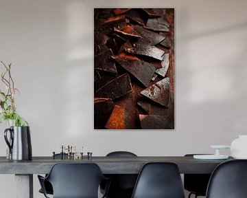 Dark chocolate chunks - close-up by Poster Art Shop