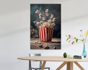 Exploding popcorn in a retro cup by Poster Art Shop