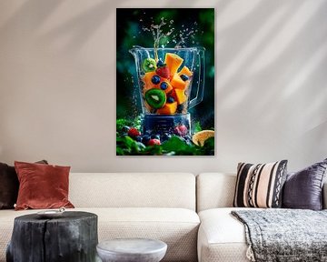 Vers fruit in de blender - Levendige kleuren van Poster Art Shop