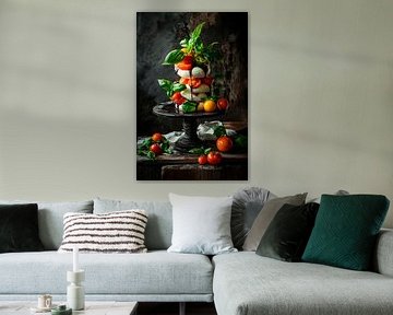 Frische Caprese-Torte mit Basilikum von Poster Art Shop