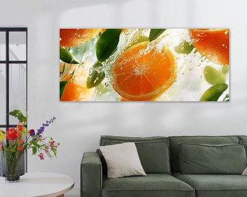 Frische Orangen in spritzigem Wasser von Poster Art Shop