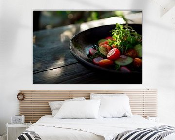 Fresh vegetable salad on a wooden base by Poster Art Shop