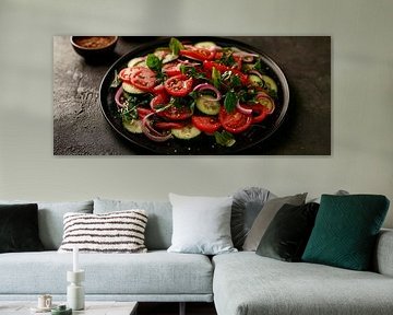 Fresh vegetable salad on a dark plate by Poster Art Shop