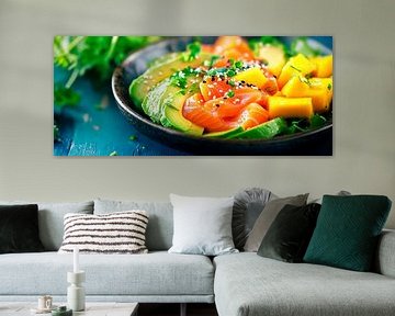 Salade van verse avocado en zalm met mango van Poster Art Shop