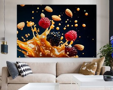 Fruitexplosie in karamel - Dynamisch van Poster Art Shop
