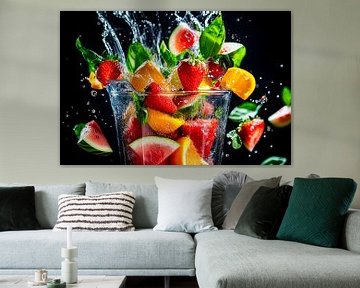 Fruchtiger Spritzgenuss in Schwarz-Weiß von Poster Art Shop