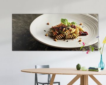 Fusilli decorated with herbs and nuts by Poster Art Shop