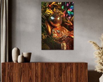 Futuristische Figur im grünen Dschungel von Poster Art Shop