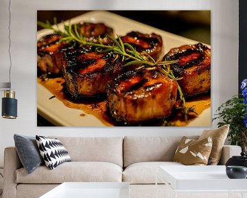Gegrilde zalmfilets met rozemarijn van Poster Art Shop