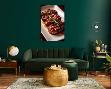 Gegrilde lamsbiefstukjes met rozemarijnglazuur van Poster Art Shop