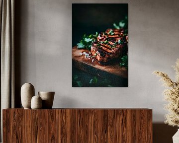 Grilled steak with fresh herbs by Poster Art Shop