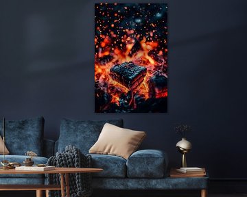 Charbons ardents avec étincelles - Magie du feu sur Poster Art Shop