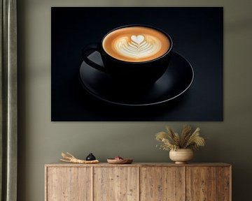 Kaffeetasse mit Herz-Lattekunst – Elegant von Poster Art Shop