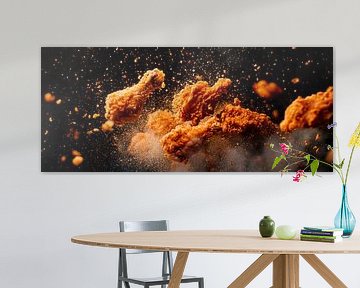 Knapperige kip in beweging - Dynamisch van Poster Art Shop