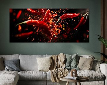 Onderweg chilipepers knippen van Poster Art Shop