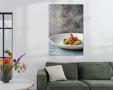 Creative pasta presentation on a plate by Poster Art Shop