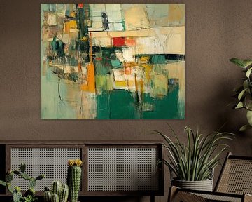Abstract Green | Layers of Urban Mystery by ARTEO Paintings
