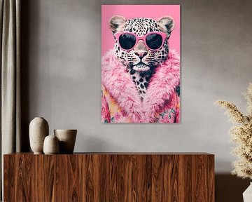 Lustiger Leopard mit pinker Sonnenbrille von Poster Art Shop