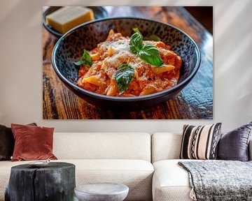 Pasta met basilicum en parmezaan - een moment van genot van Poster Art Shop
