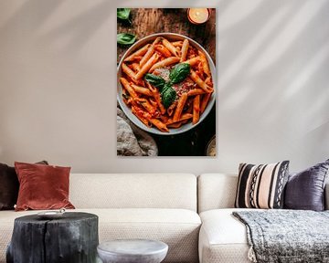 Penne in tomatensaus met basilicum van Poster Art Shop