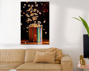 Popcorn explosie uit een kleurrijke verpakking van Poster Art Shop