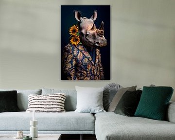 Rhino mask with sunflowers - Stylish by Poster Art Shop