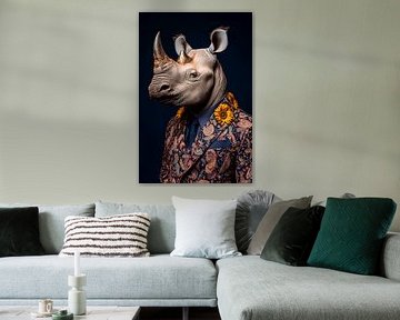 Rhino fashion: elegance with a floral accent by Poster Art Shop