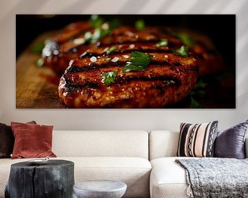 Sappige gegrilde kipfilet met kruiden van Poster Art Shop