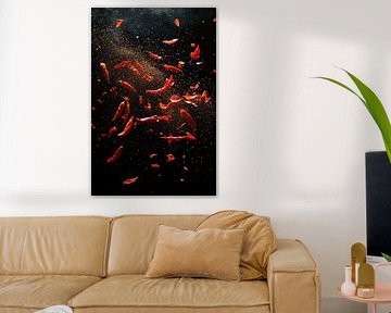 Red peppers in the air - dynamic and clear by Poster Art Shop