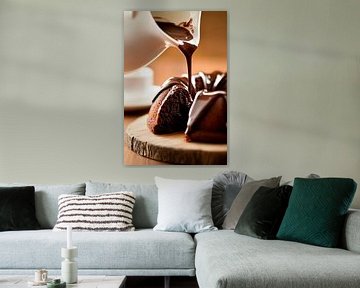 Chocoladeglazuur op een vochtige cake van Poster Art Shop